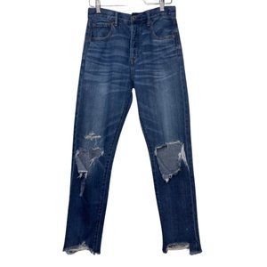 AMERICAN EAGLE | Hi-Rise Girlfriend Button Fly Distressed Jeans | Size 2